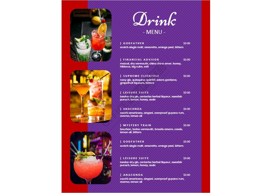 Drink Menu Template