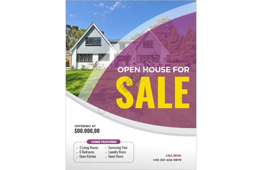Printable Open House for Sale Flyer Template in MS Word