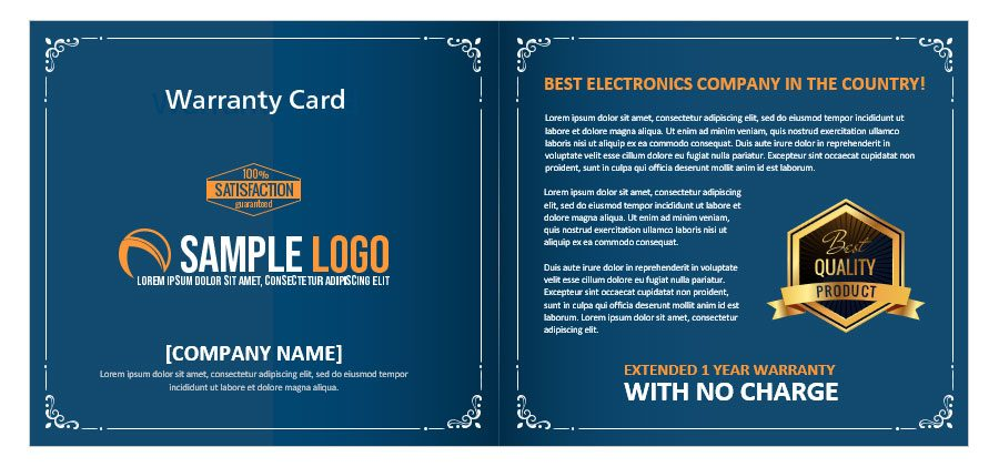 Download Electronic Item Folded Warranty Card Template for MS Word