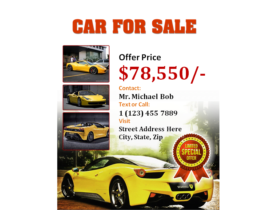 Download MS Word Car for Sale Flyer Template