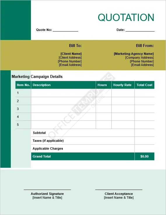 Marketing Campaign Quotation Template