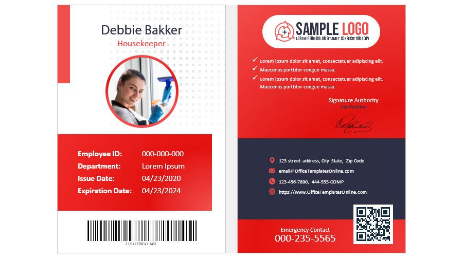 Download Hospital Housekeeper ID Card Format in MS Word