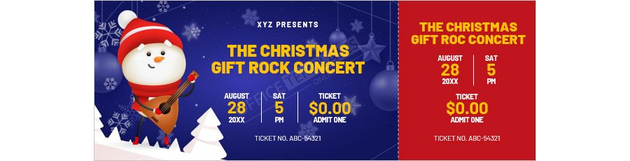 Christmas Gift Concert Ticket Template in MS Word