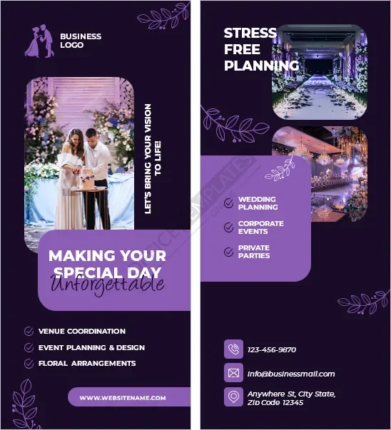 Event Planner or Wedding Services Rack Card Template