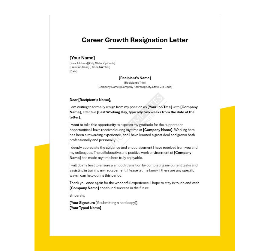 Career Growth Resignation Letter