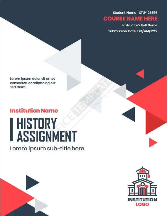 History Assignment Cover Page Template