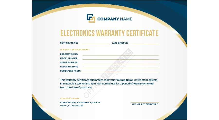 Electronics Warranty Certificate Template