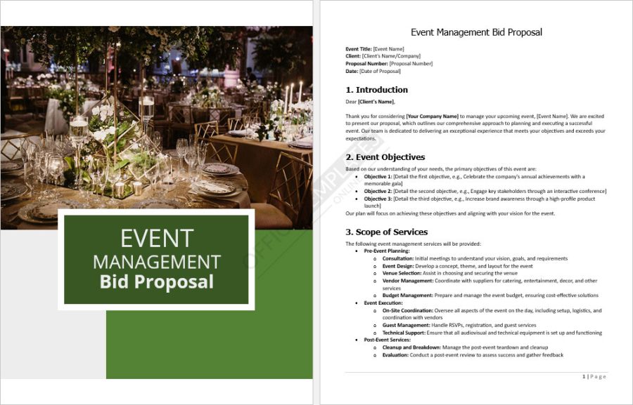 Event Management Bid Proposal Template