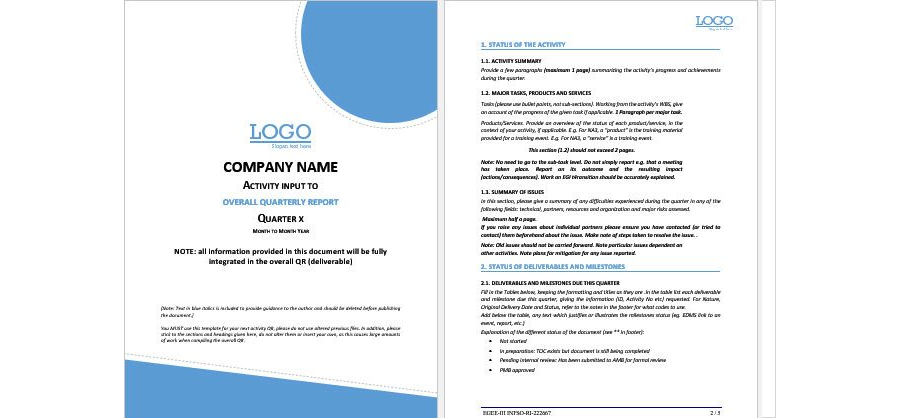 Download Quarterly Activity Report Template