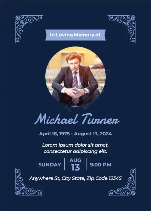Short and Simple Funeral Card Template