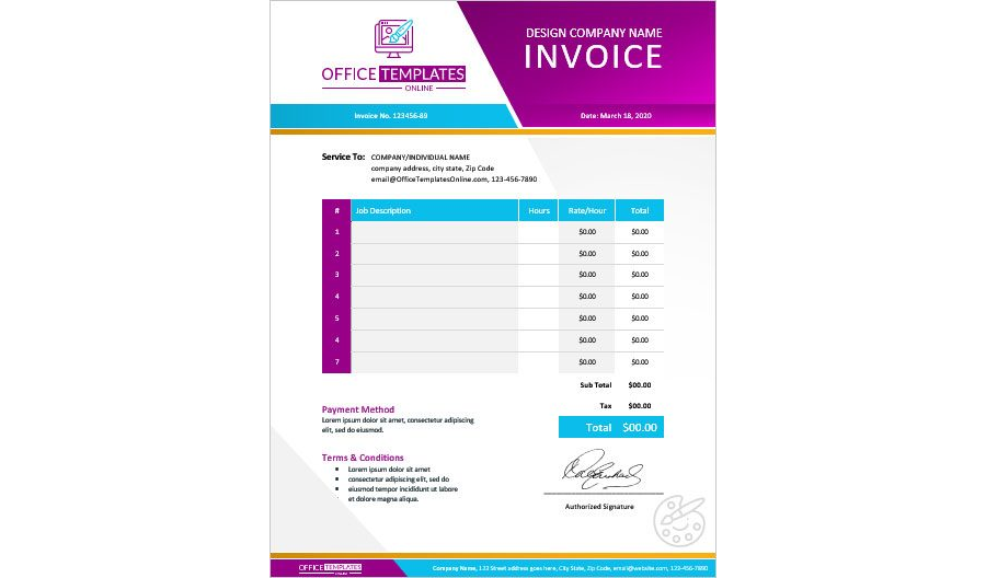 Download Web/Graphics Design Services Invoice Template