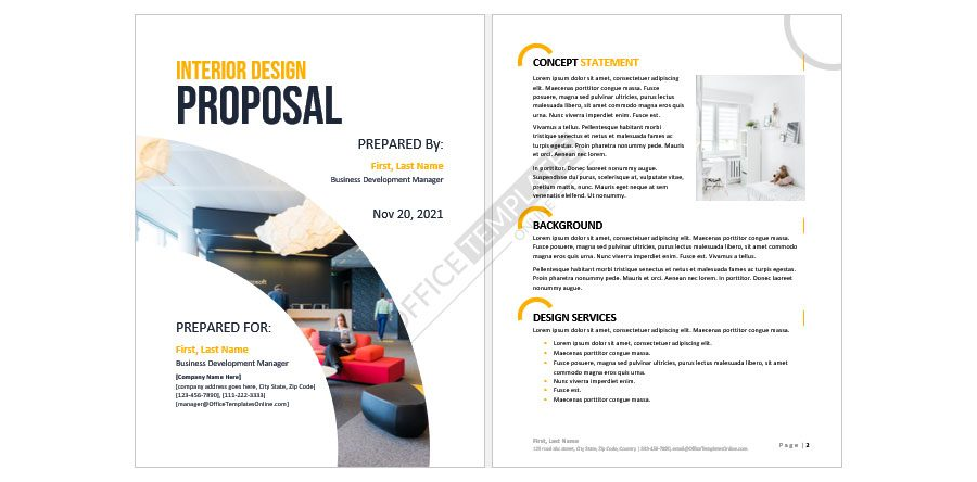 Download Professional Interior Design Job Proposal in Microsoft Word
