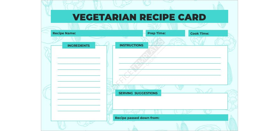Vegetarian Recipe Card Template