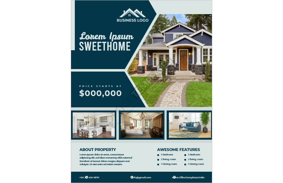 Editable House for Sale Flyer Template in MS Word