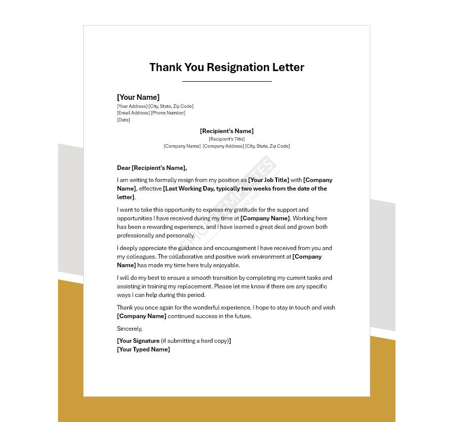 Thank You Resignation Letter