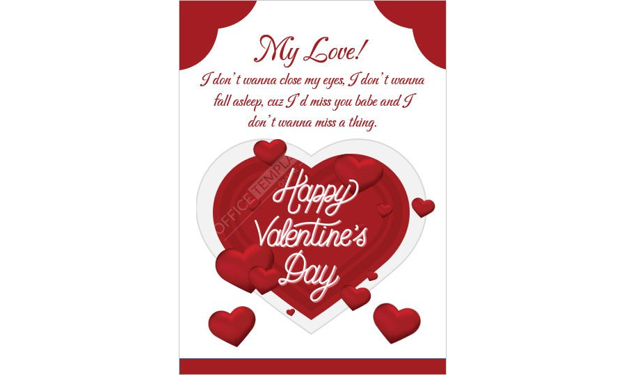 Download Happy Valentine's Day My Love Card in MS Word