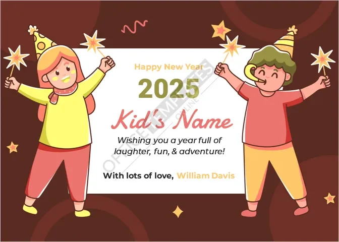 Kids' New Year Greeting Card Template