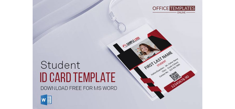 College Student ID Card Template in MS Word Format