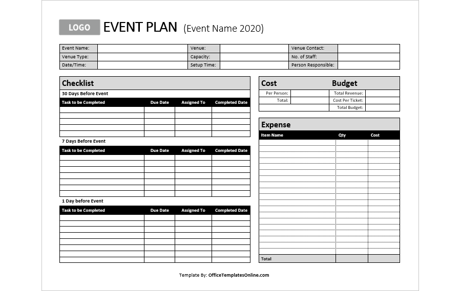 MS Word Business Event Plan Template