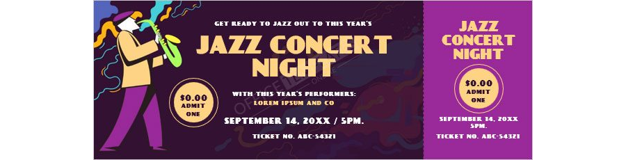 Jazz Concert Ticket Design in MS Word