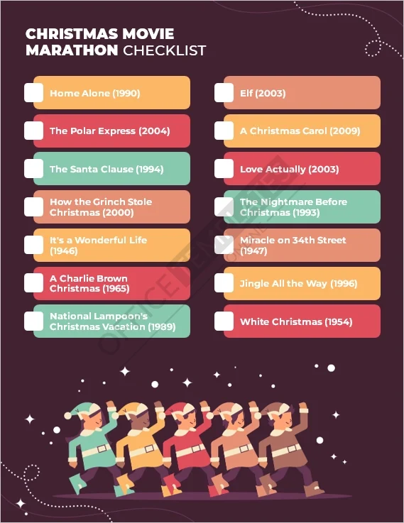 Christmas Movie Marathon Checklist Template