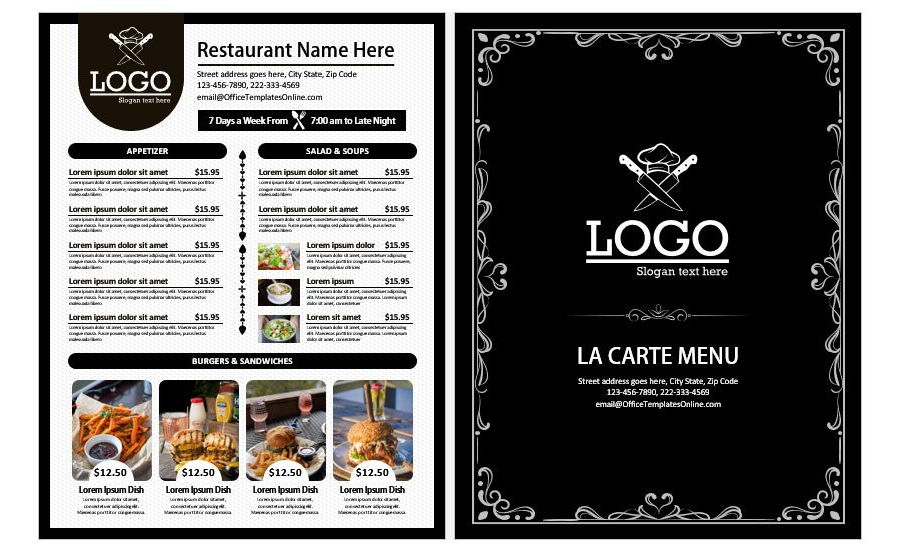 Download A La Carte Menu Template Design in MS Word