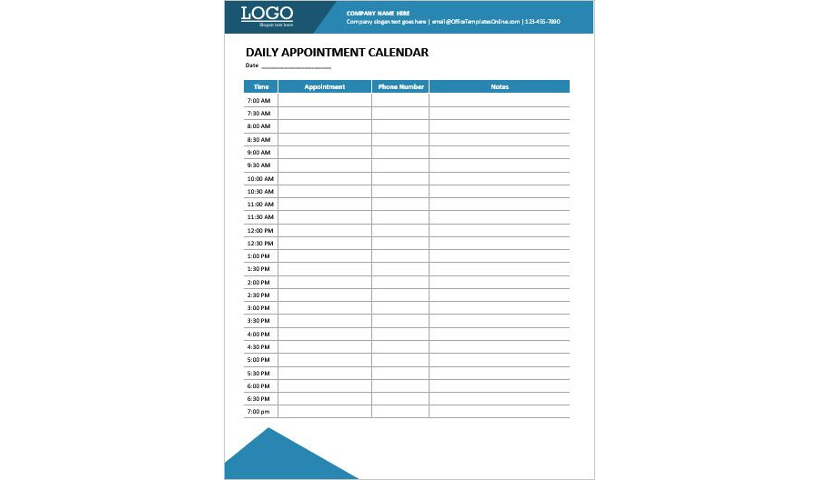 Download Daily Appointment Calendar Template