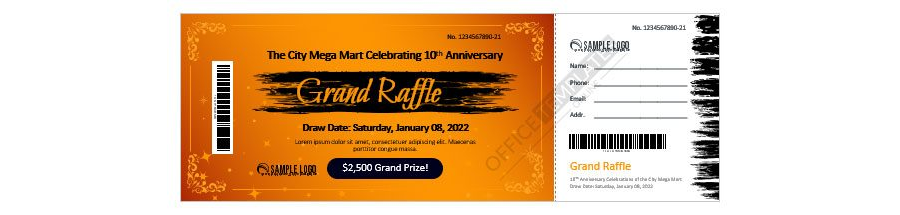 Download MS Word Raffle Ticket Design for Shopping Center