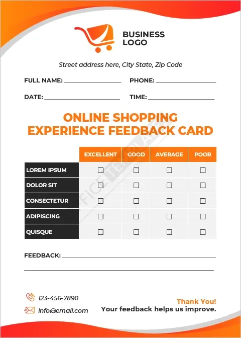 Online Shopping Experience Feedback Card Template