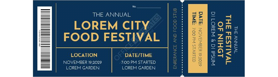 Food Festival Ticket Template in MS Word - Design 07