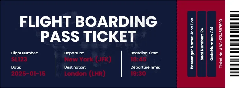 Flight Boarding Pass Ticket Template
