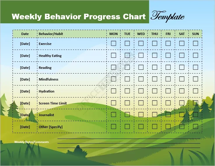 Weekly Behavior Progress Chart Template