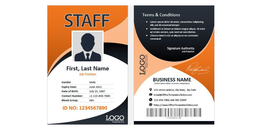 Download Company Staff ID Card/ Identity Badge Template