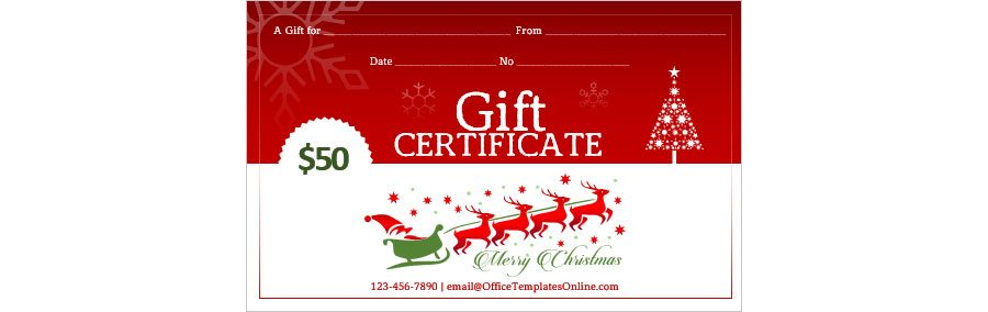 Download Christmas Gift Certificate Template CR80