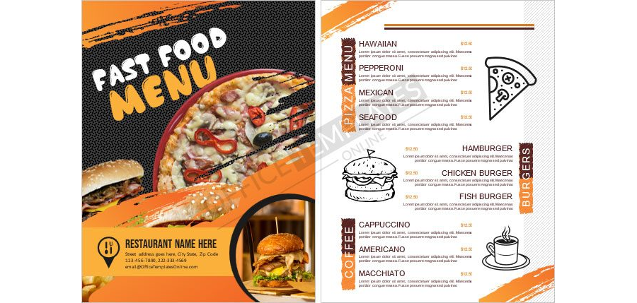 Fast Food Menu Template for Microsoft Word