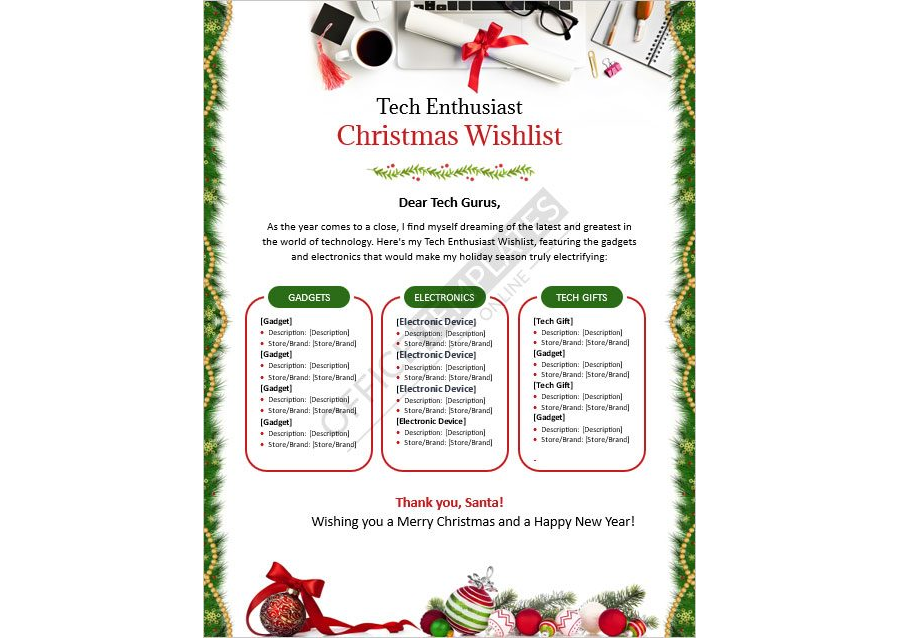 Tech Enthusiast Christmas Wishlist Template
