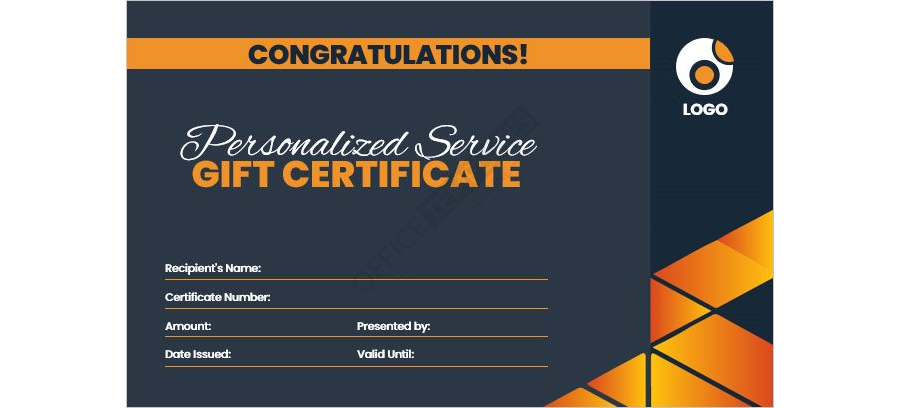 Personalized Service Gift Certificate Template
