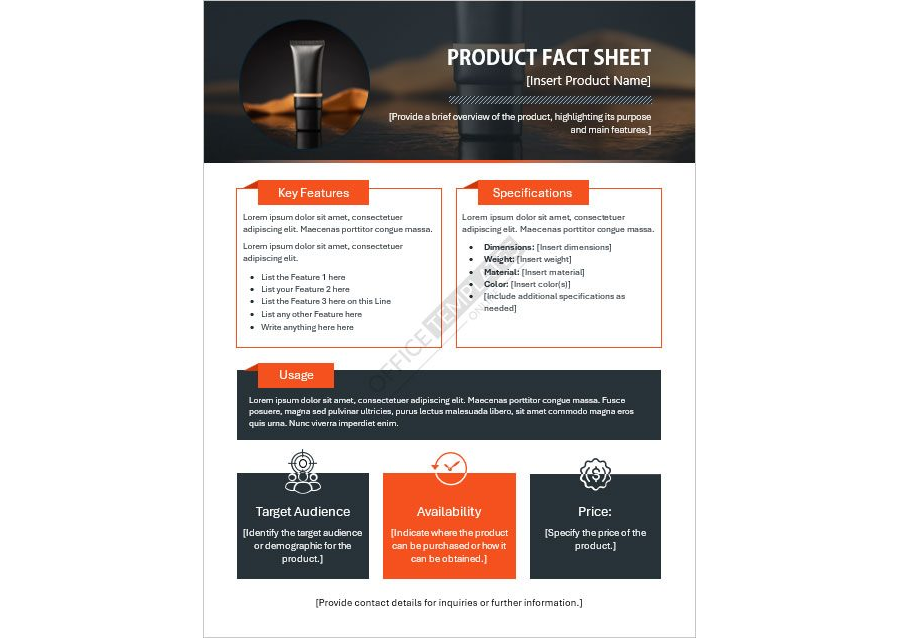 Product Fact Sheet Template