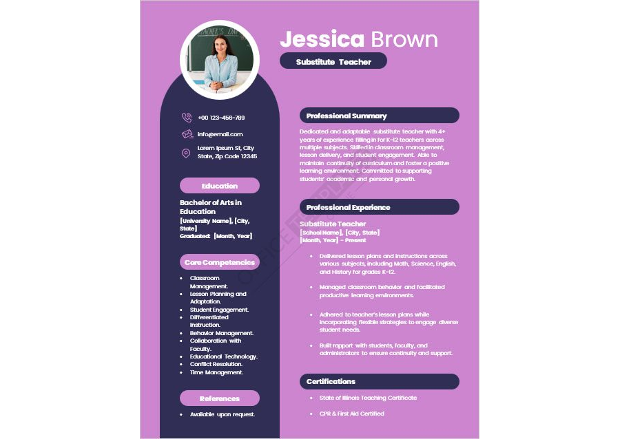 Substitute Teacher Resume Template