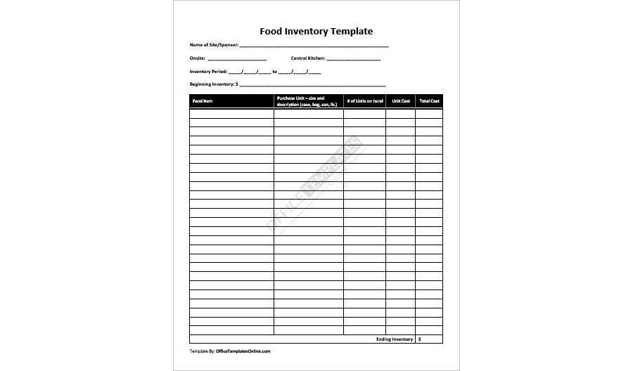 Download Food Inventory Template
