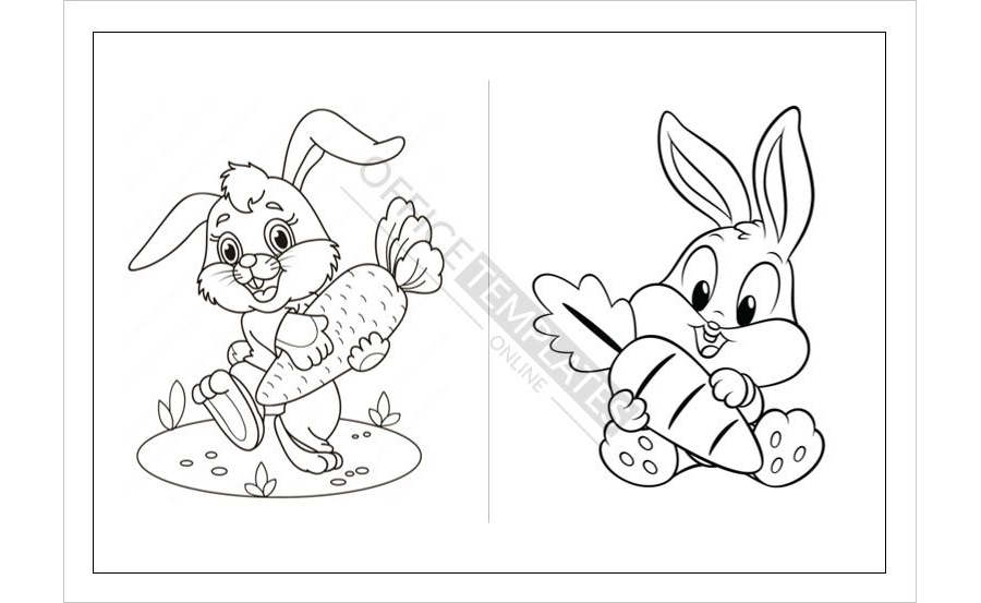 Easter Bunny With a Carrot Coloring Page