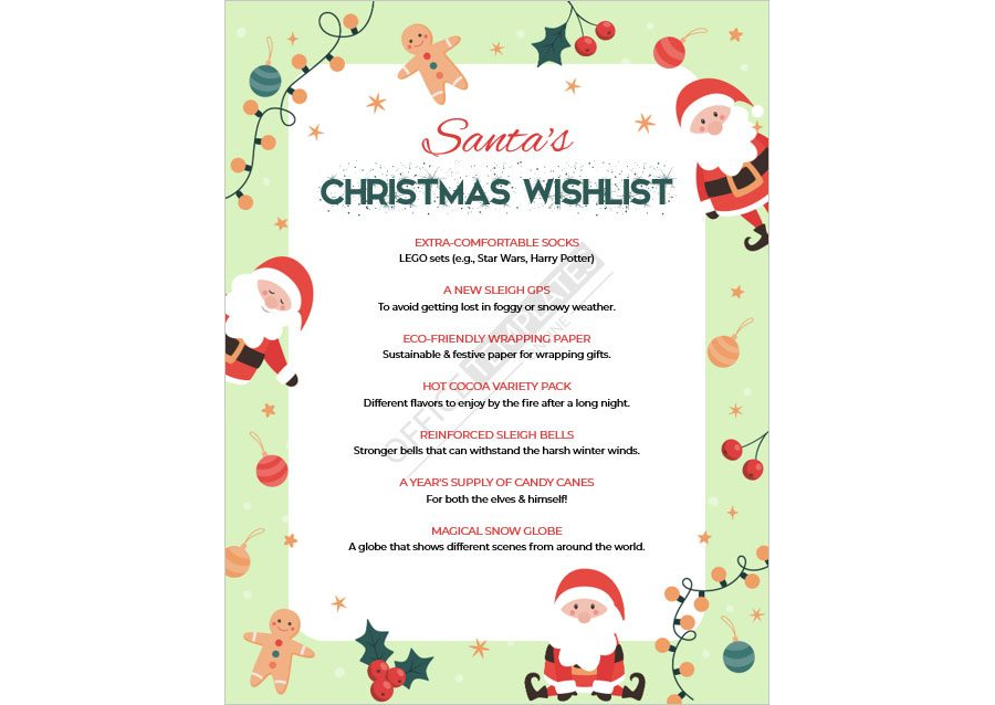 Santa's Christmas Wishlist Template