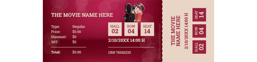 Best Ticket for any Kind of Movie in MS Word Format
