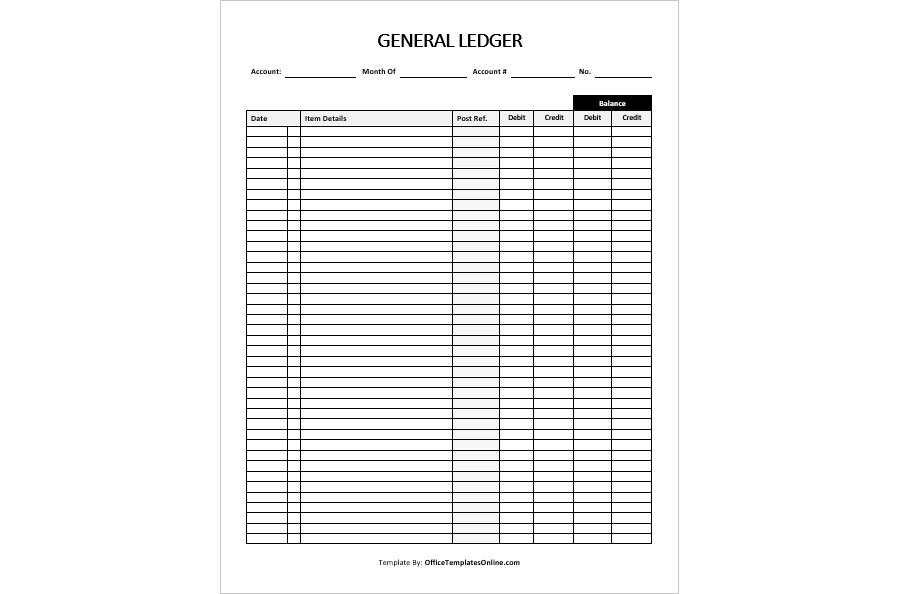 General Ledger Template with Post Reference