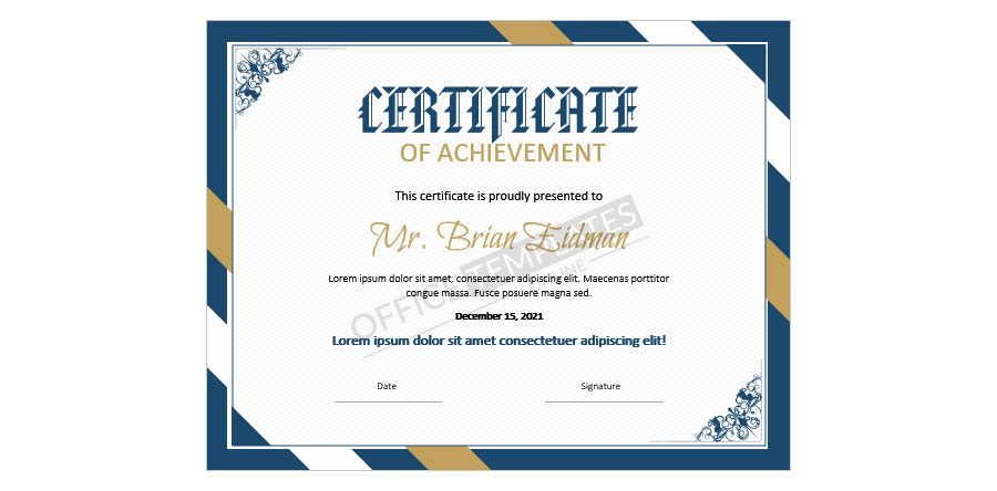 Download Beautiful Certificate of Academic Achievement in Microsoft Word