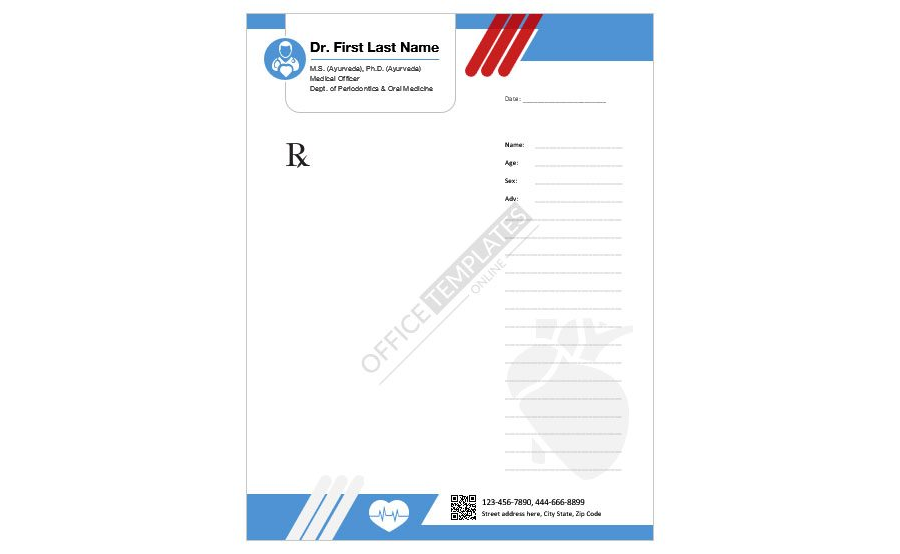 Download Prescription Pad Template for Cardiologist in MS Word