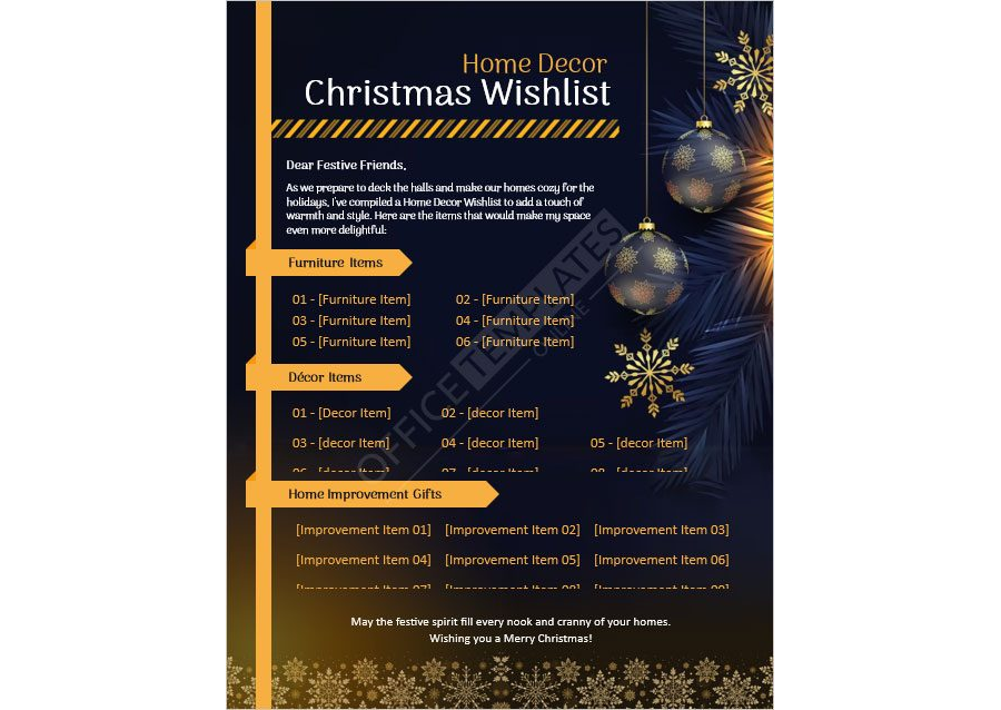 Home Decor Christmas Wishlist Template
