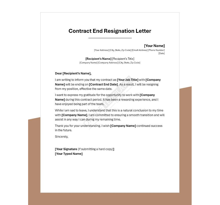 Contract End Resignation Letter