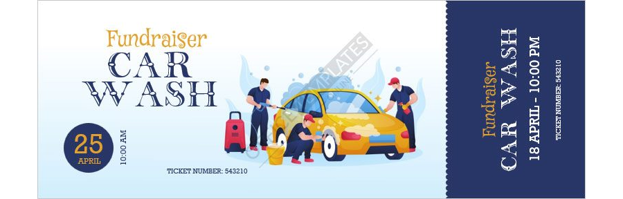 Car Wash Fundraiser Ticket Design in MS Word Format