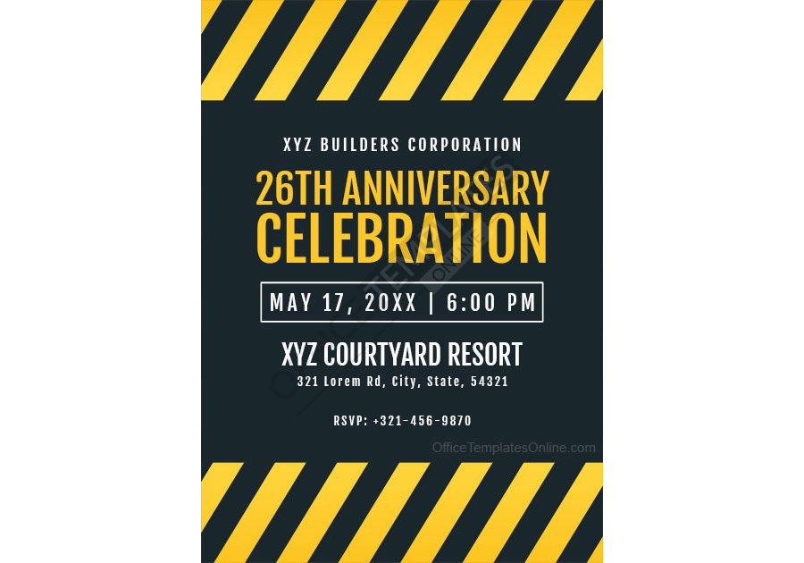 Party Invitation Design for Construction Company in MS Word